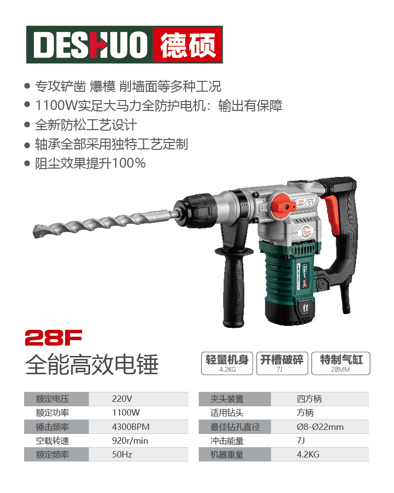 德硕品牌28F全能高效电锤