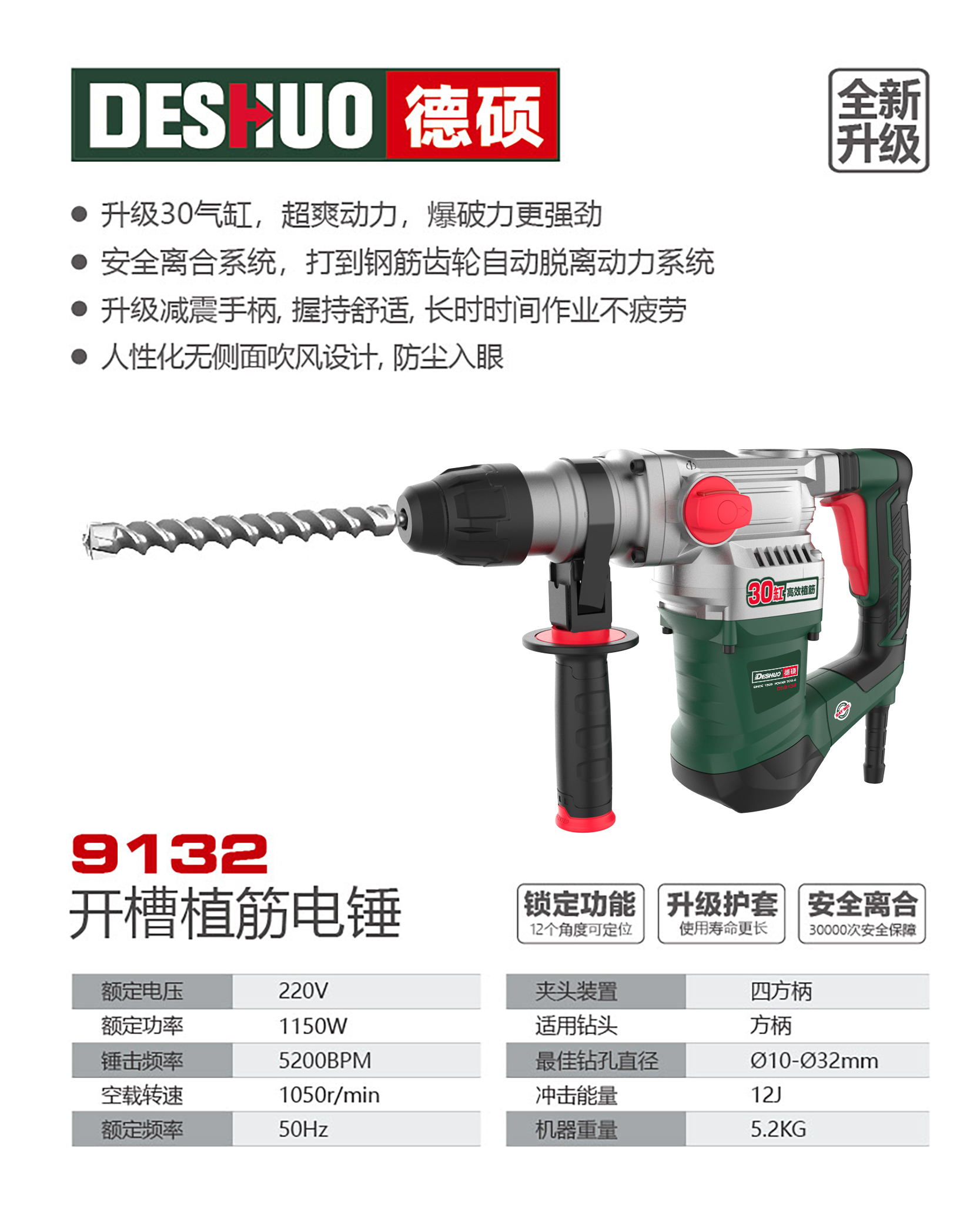 德硕品牌9132开槽植筋电锤