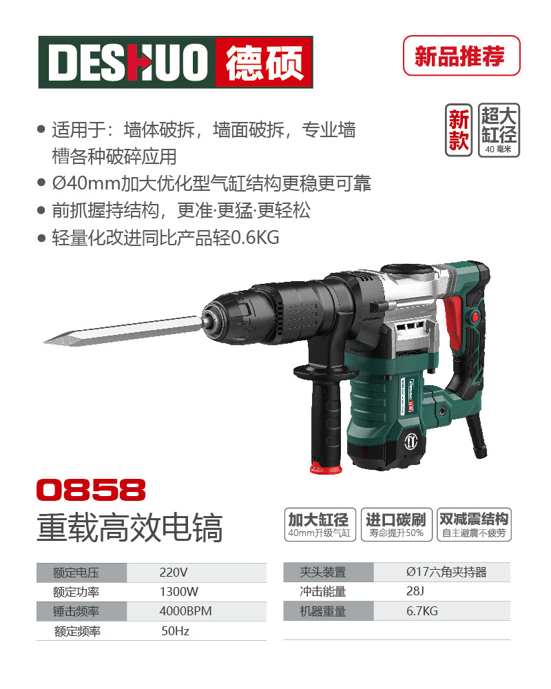 德硕品牌0858重载高效电镐