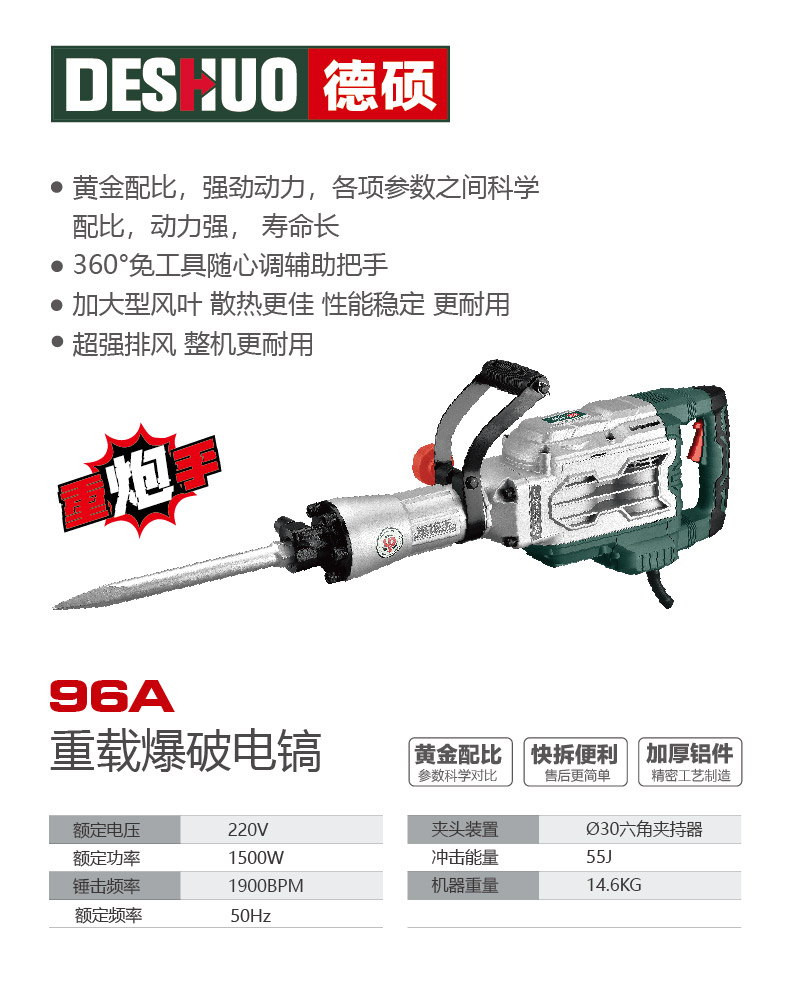 德硕品牌96A重载爆破电镐